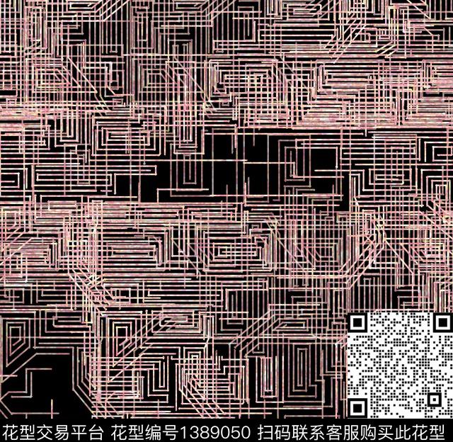 涂鸦几何时尚数码印花华亿平台下载（图片编号: 1389050） - 瓦栏（Walan）