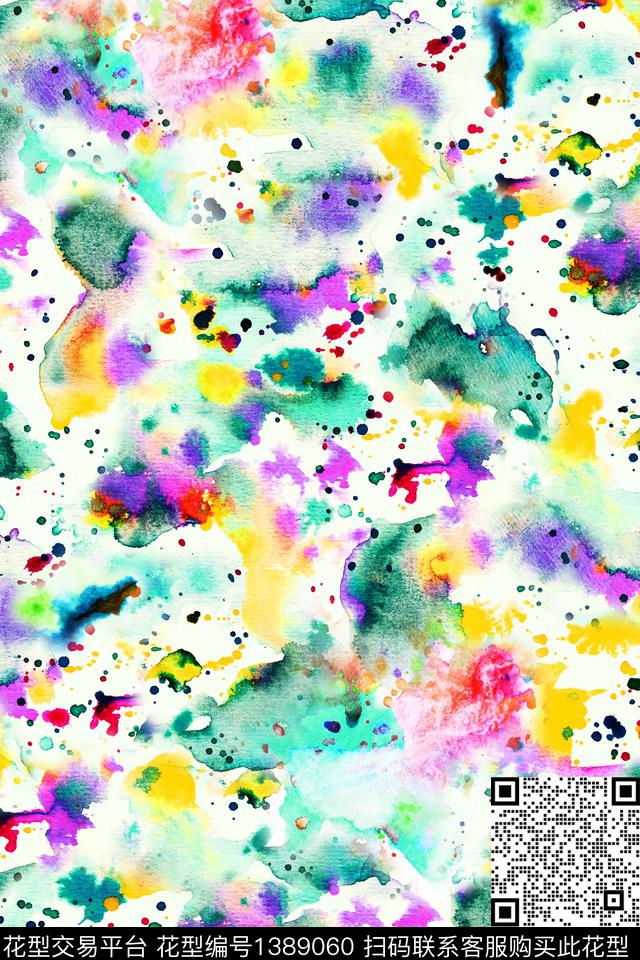 水彩扎染华亿平台大牌风数码印花华亿平台下载（图片编号: 1389060） - 瓦栏（Walan）