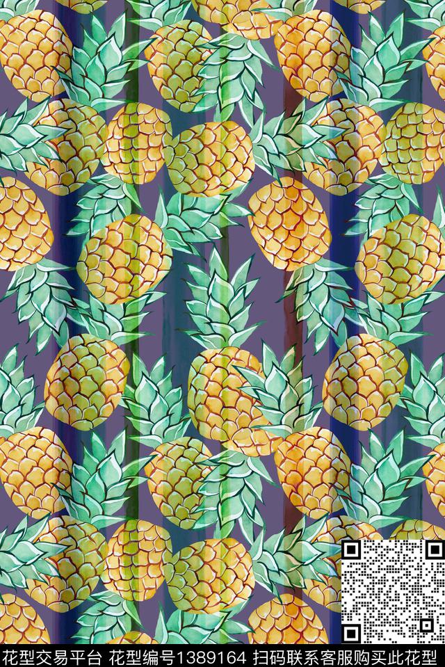 菠萝大牌风休闲数码印花华亿平台下载（图片编号: 1389164） - 瓦栏（Walan）