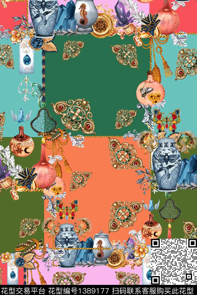 几何大牌风艺术数码印花华亿平台下载（图片编号: 1389177） - 瓦栏（Walan）