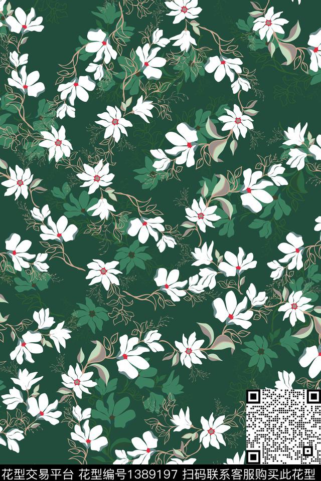 花卉大牌风年轻女性数码印花华亿平台下载（图片编号: 1389197） - 瓦栏（Walan）