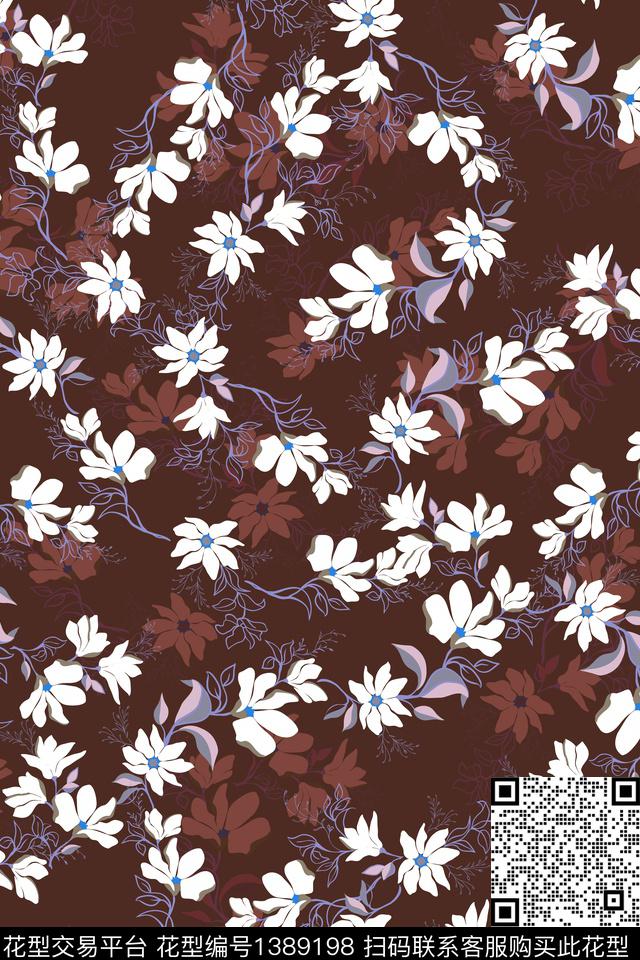 花卉大牌风年轻女性数码印花华亿平台下载（图片编号: 1389198） - 瓦栏（Walan）