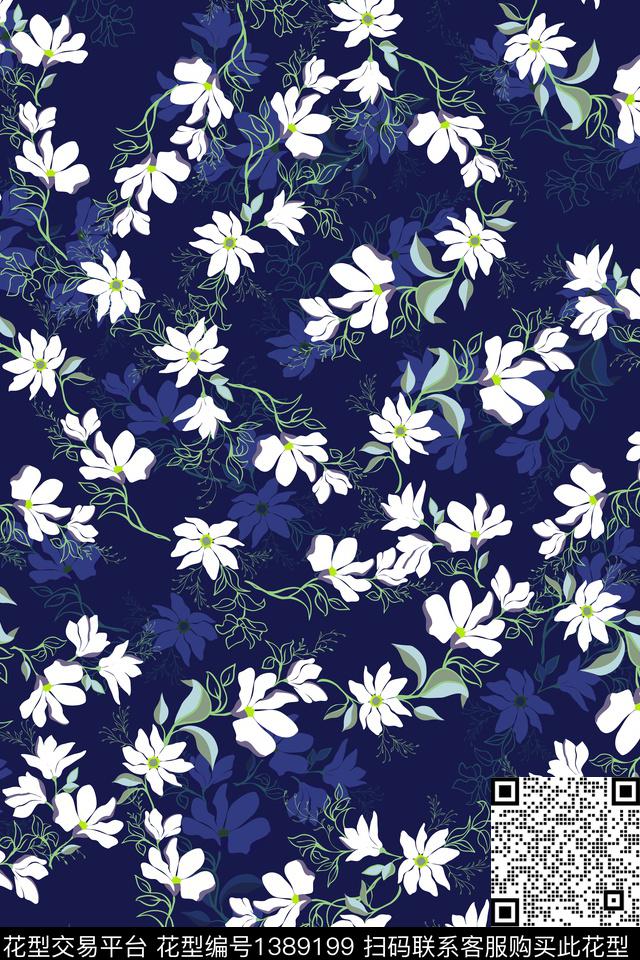 花卉大牌风年轻女性数码印花华亿平台下载（图片编号: 1389199） - 瓦栏（Walan）