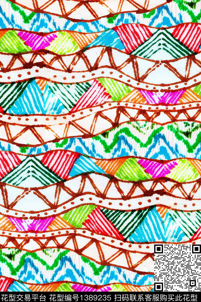 几何扎染华亿平台大牌风数码印花华亿平台下载（图片编号: 1389235） - 瓦栏（Walan）