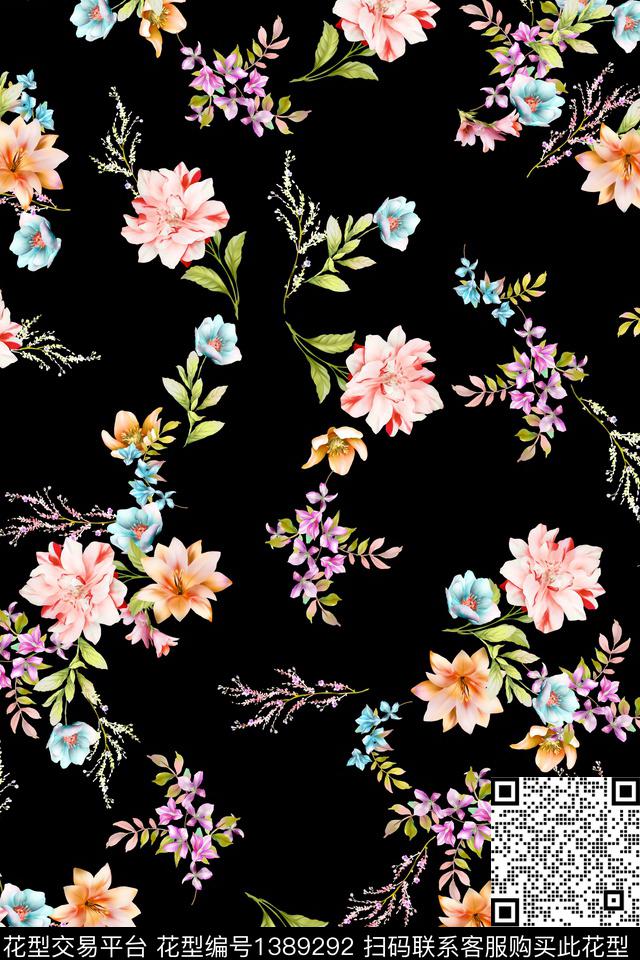 花卉绿植1/2接数码印花华亿平台下载（图片编号: 1389292） - 瓦栏（Walan）