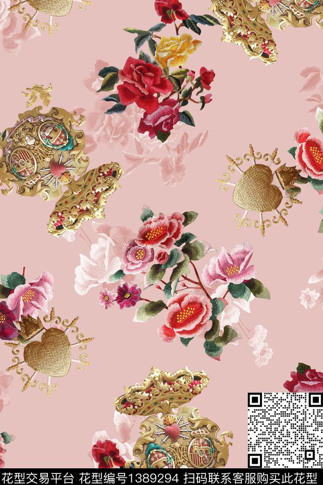 花卉绿植1/2接数码印花华亿平台下载（图片编号: 1389294） - 瓦栏（Walan）