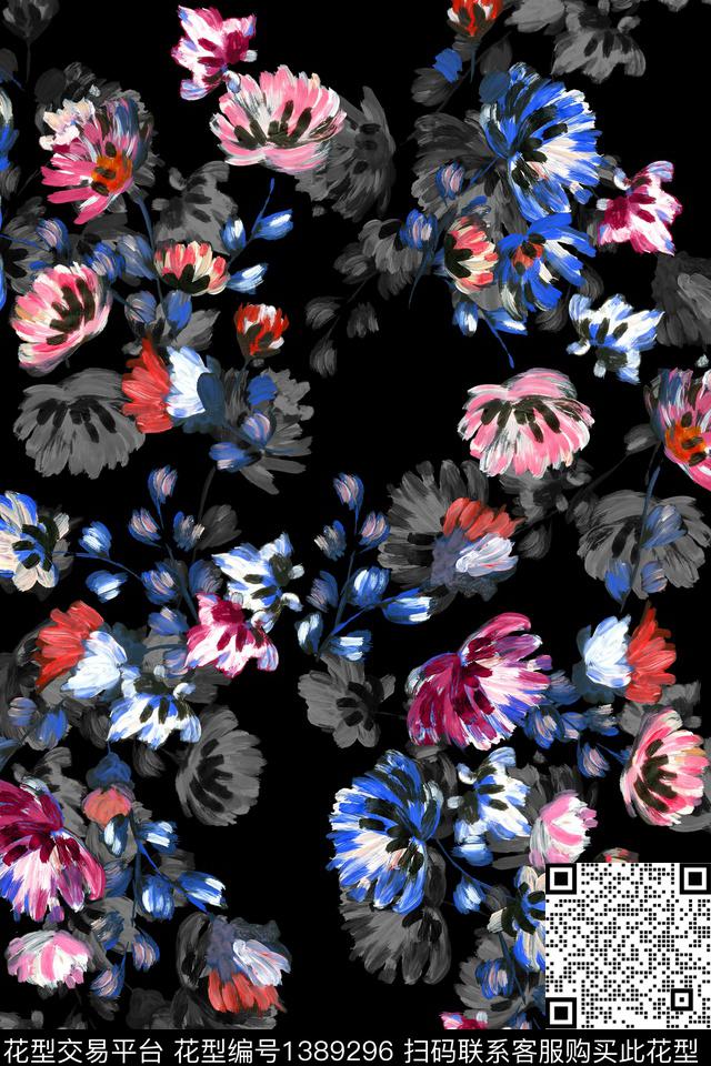 花卉绿植1/2接数码印花华亿平台下载（图片编号: 1389296） - 瓦栏（Walan）