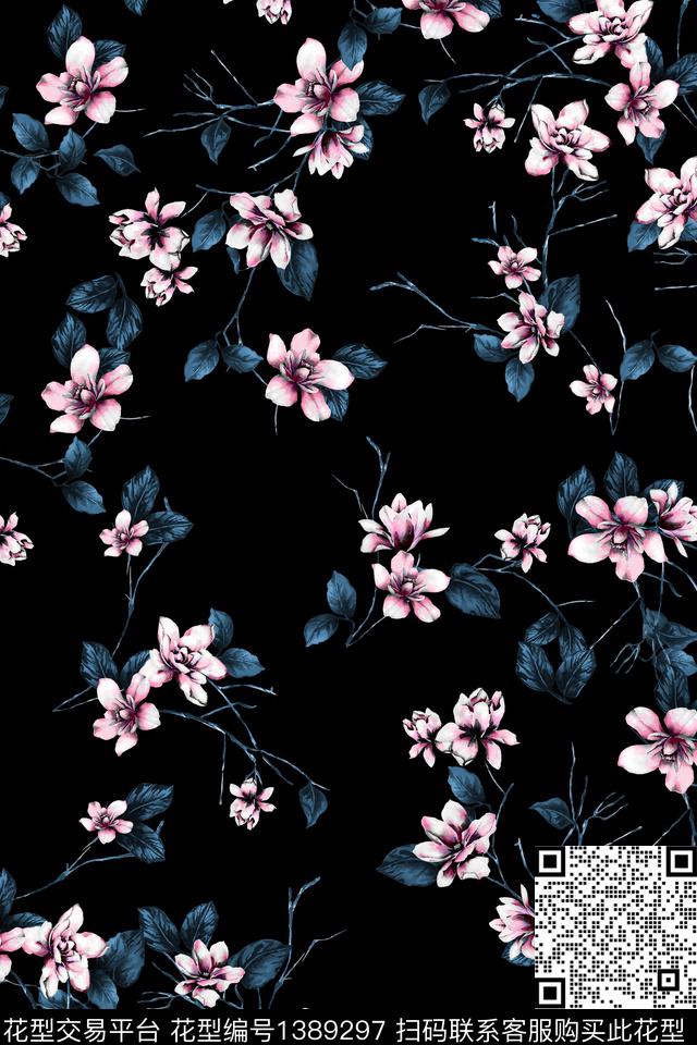 花卉绿植1/2接数码印花华亿平台下载（图片编号: 1389297） - 瓦栏（Walan）