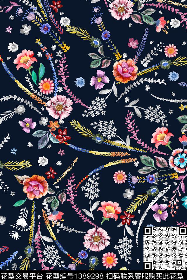 花卉绿植1/2接数码印花华亿平台下载（图片编号: 1389298） - 瓦栏（Walan）