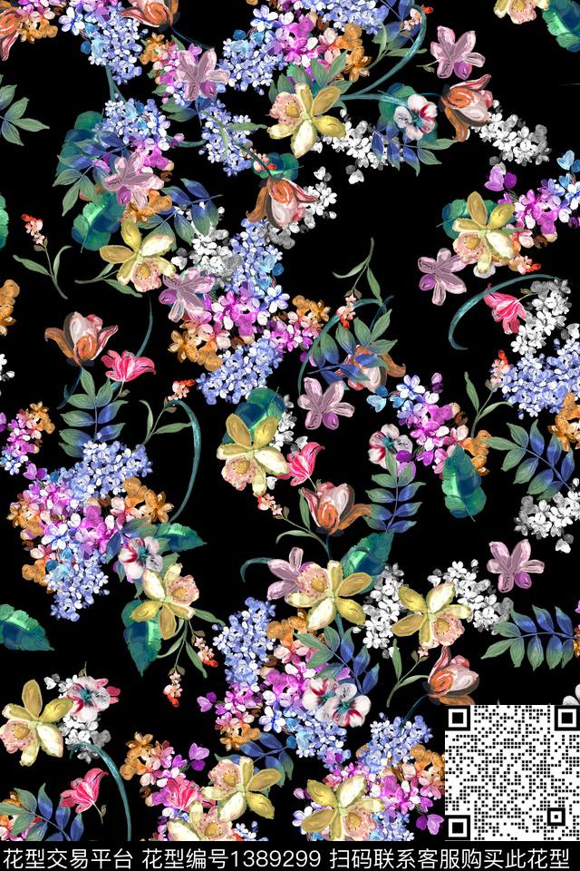 花卉绿植小碎花数码印花华亿平台下载（图片编号: 1389299） - 瓦栏（Walan）