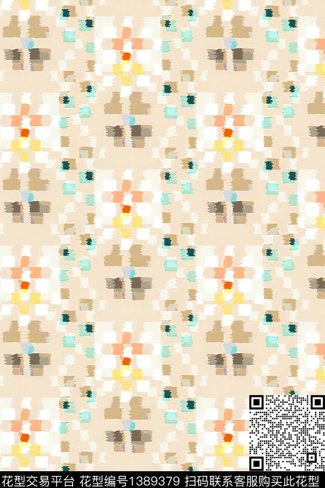 几何肌理抽象花卉数码印花华亿平台下载（图片编号: 1389379） - 瓦栏（Walan）