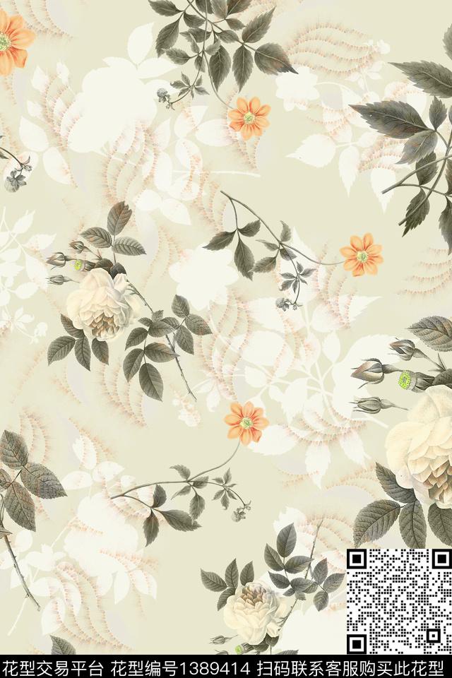 小碎花清爽底花卉春夏华亿平台数码印花华亿平台下载（图片编号: 1389414） - 瓦栏（Walan）