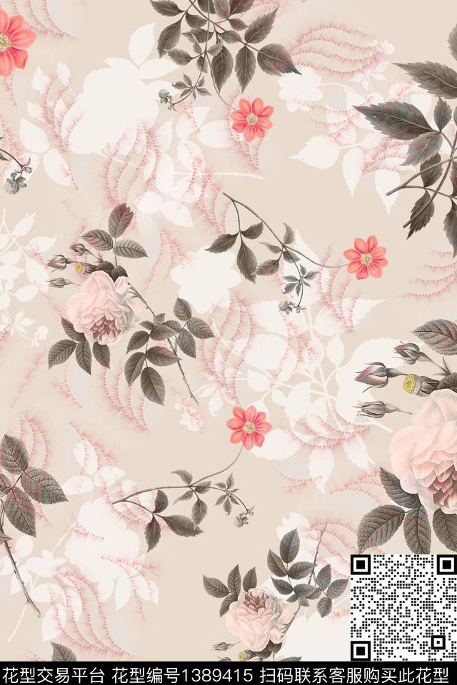 小碎花清爽底花卉春夏华亿平台数码印花华亿平台下载（图片编号: 1389415） - 瓦栏（Walan）