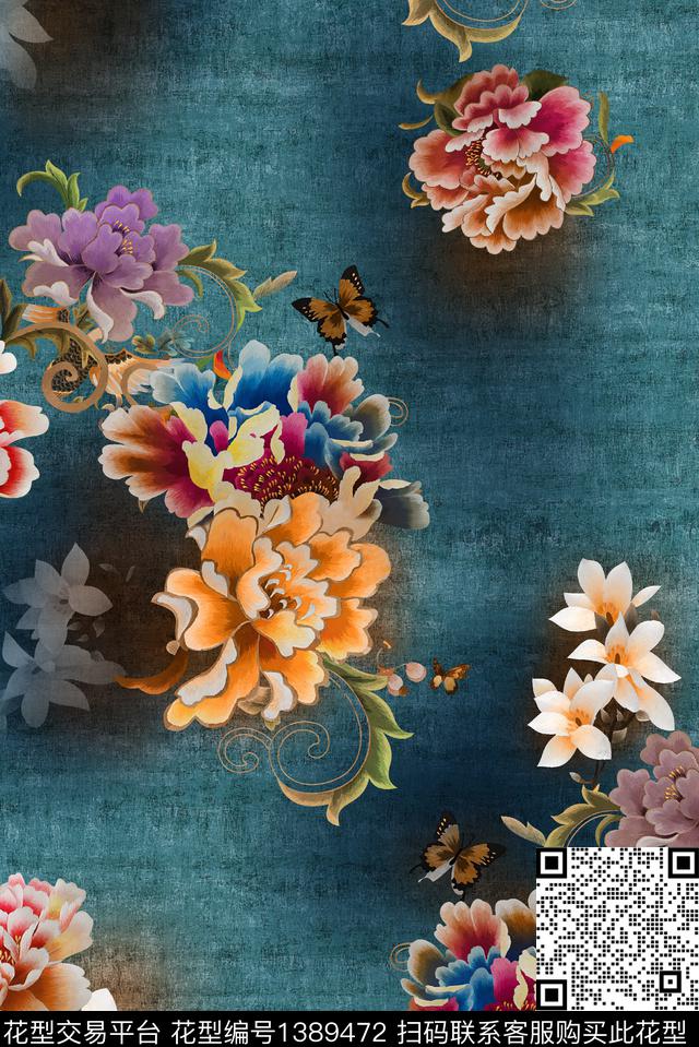 花卉香云纱中老年数码印花华亿平台下载（图片编号: 1389472） - 瓦栏（Walan）