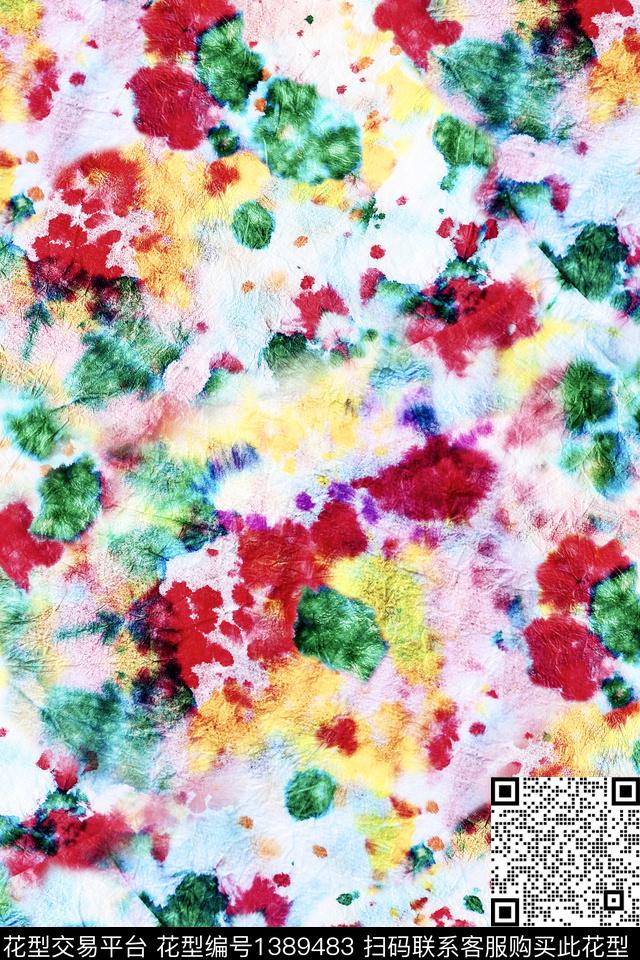 水彩扎染华亿平台大牌风数码印花华亿平台下载（图片编号: 1389483） - 瓦栏（Walan）