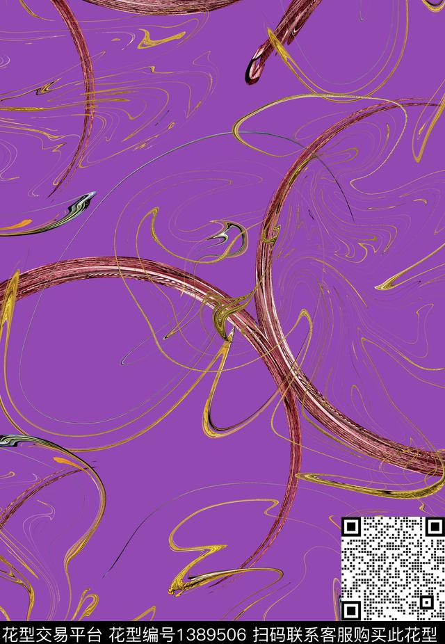 几何抽象花卉千丝万缕数码印花华亿平台下载（图片编号: 1389506） - 瓦栏（Walan）
