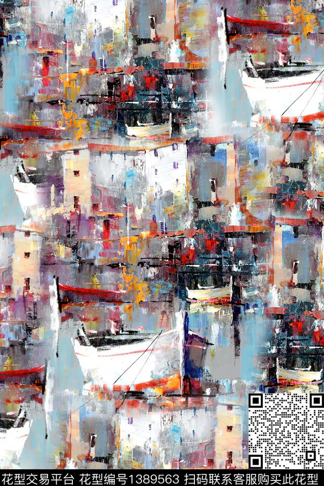 肌理抽象花卉大牌风数码印花华亿平台下载（图片编号: 1389563） - 瓦栏（Walan）