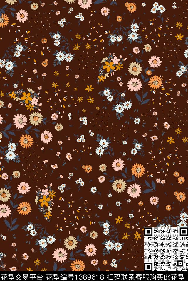花卉大牌风小碎花数码印花华亿平台下载（图片编号: 1389618） - 瓦栏（Walan）