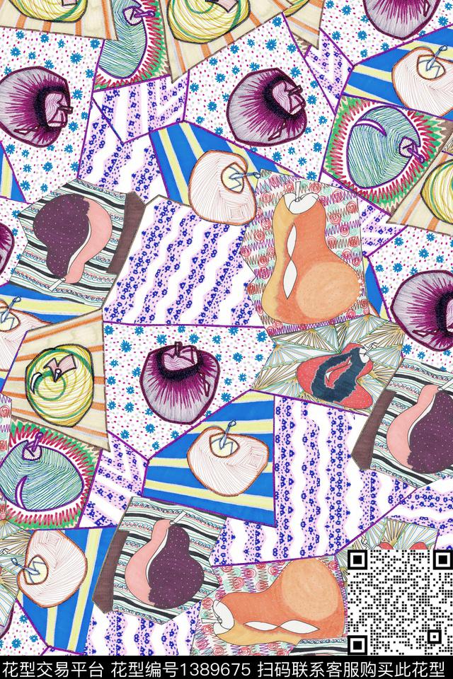 几何香云纱抽象数码印花华亿平台下载（图片编号: 1389675） - 瓦栏（Walan）