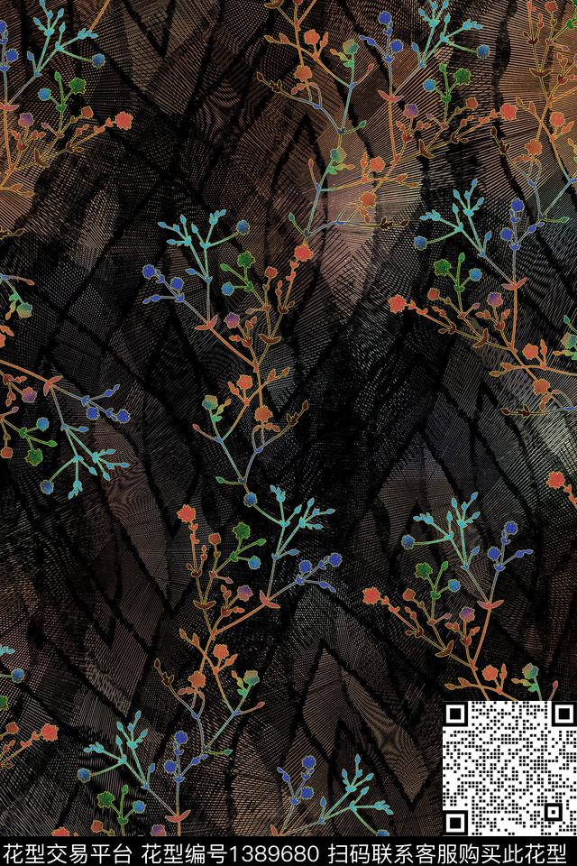 几何香云纱抽象数码印花华亿平台下载（图片编号: 1389680） - 瓦栏（Walan）