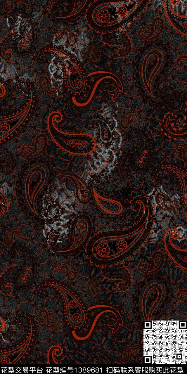 几何香云纱抽象数码印花华亿平台下载（图片编号: 1389681） - 瓦栏（Walan）