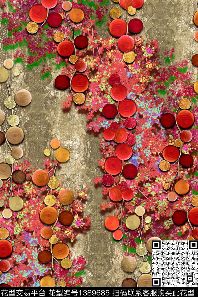 几何香云纱抽象数码印花华亿平台下载（图片编号: 1389685） - 瓦栏（Walan）