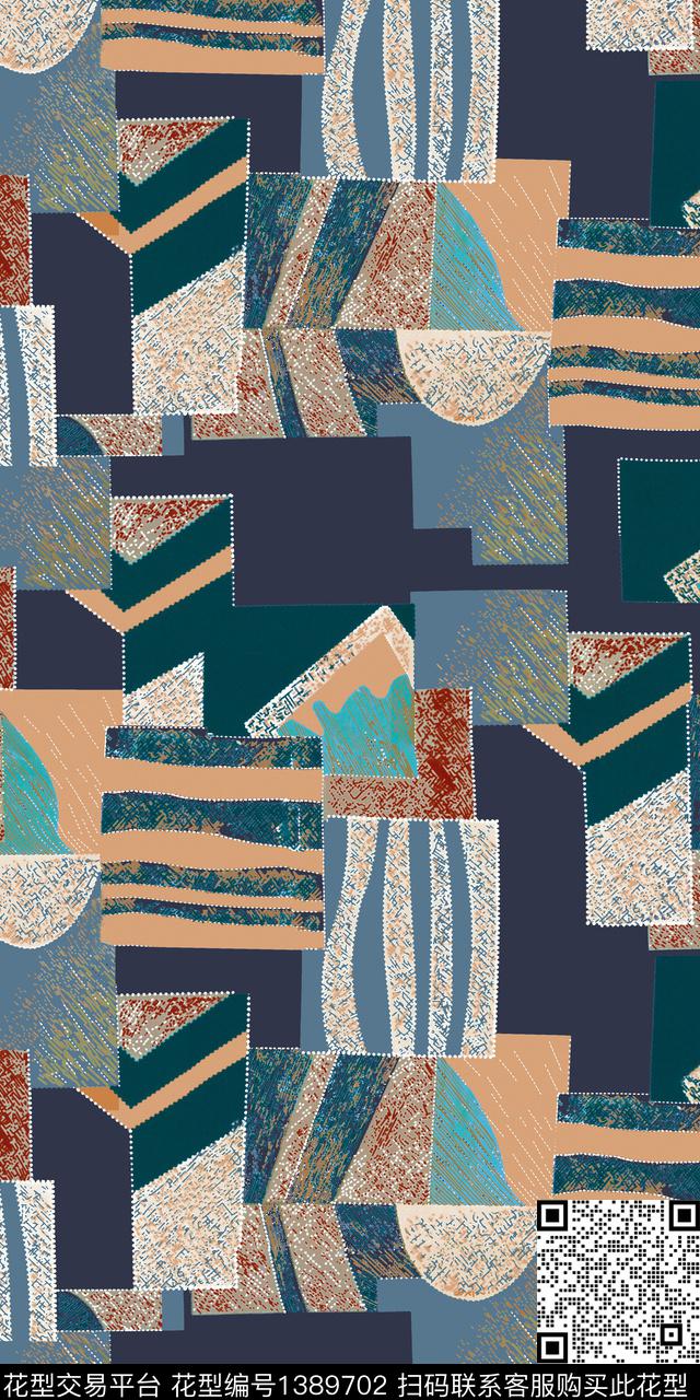 几何格子抽象数码印花华亿平台下载（图片编号: 1389702） - 瓦栏（Walan）