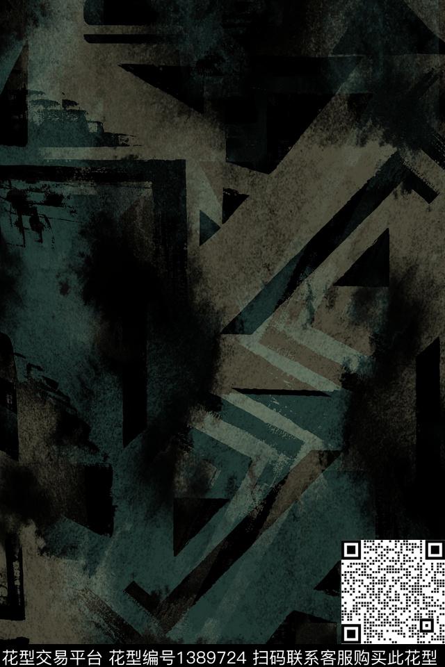 几何男装满版花大牌风传统印花华亿平台下载（图片编号: 1389724） - 瓦栏（Walan）