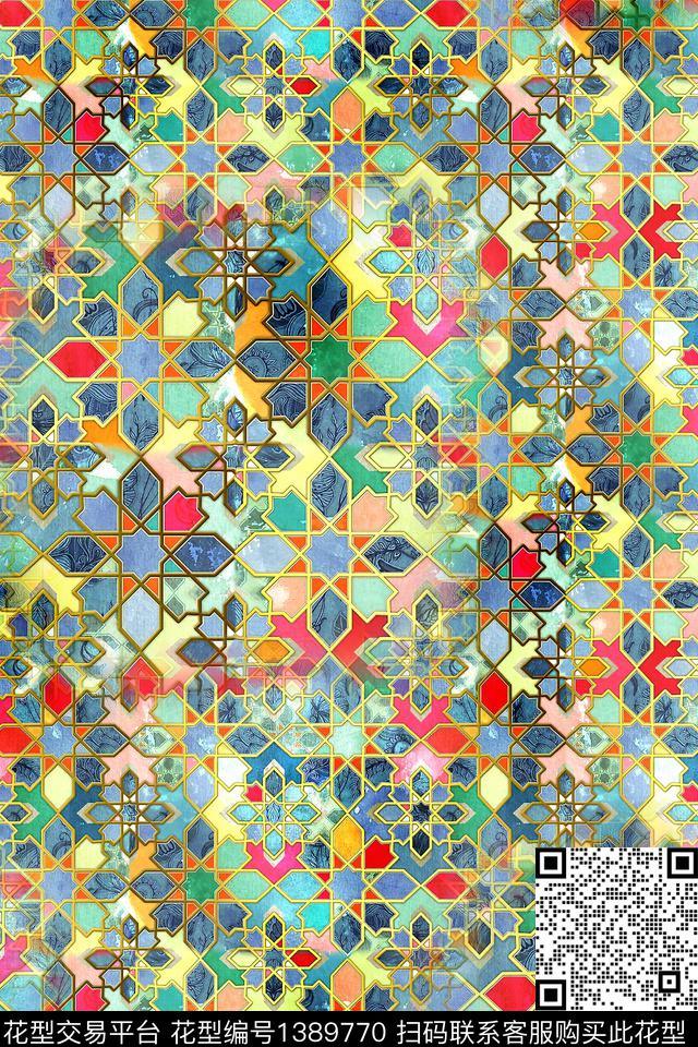 几何肌理大牌风数码印花华亿平台下载（图片编号: 1389770） - 瓦栏（Walan）