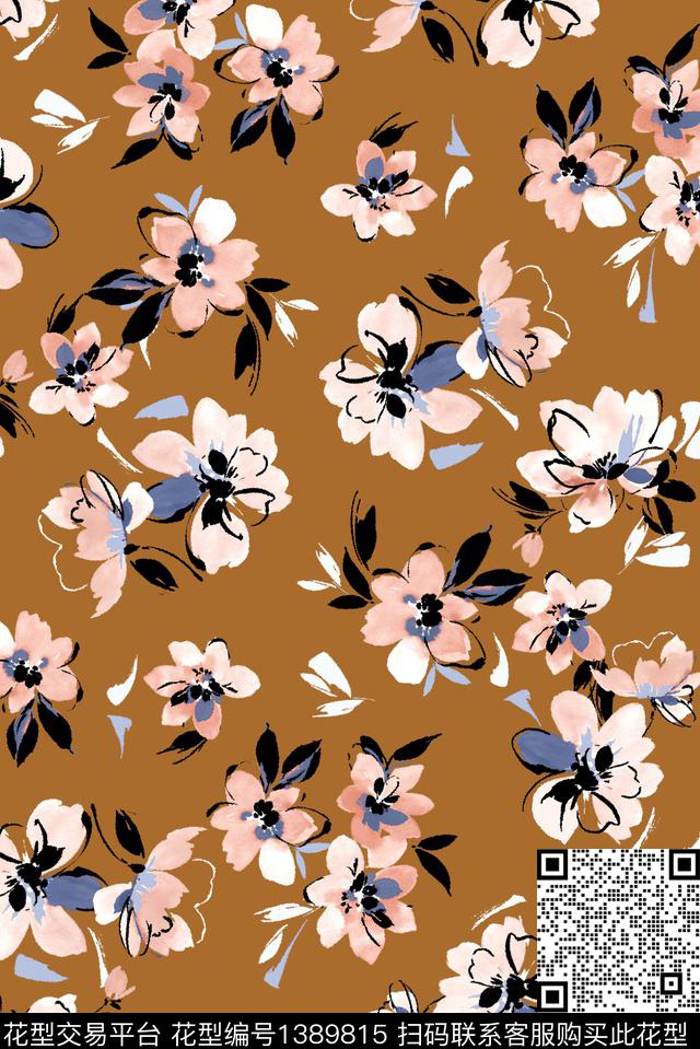 花卉大牌风休闲数码印花华亿平台下载（图片编号: 1389815） - 瓦栏（Walan）