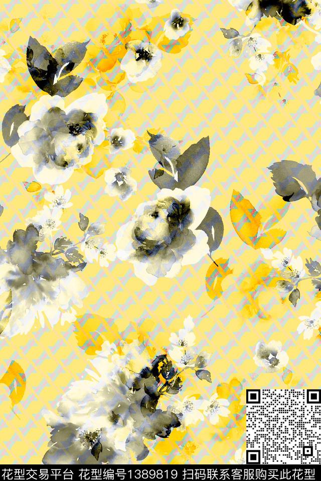 几何大牌风休闲数码印花华亿平台下载（图片编号: 1389819） - 瓦栏（Walan）