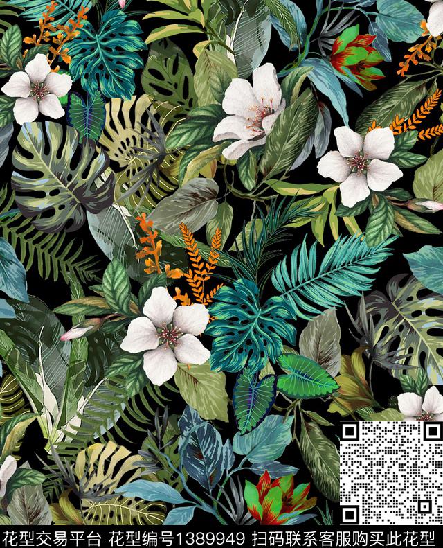 数码华亿平台绿植树叶花卉数码印花华亿平台下载（图片编号: 1389949） - 瓦栏（Walan）