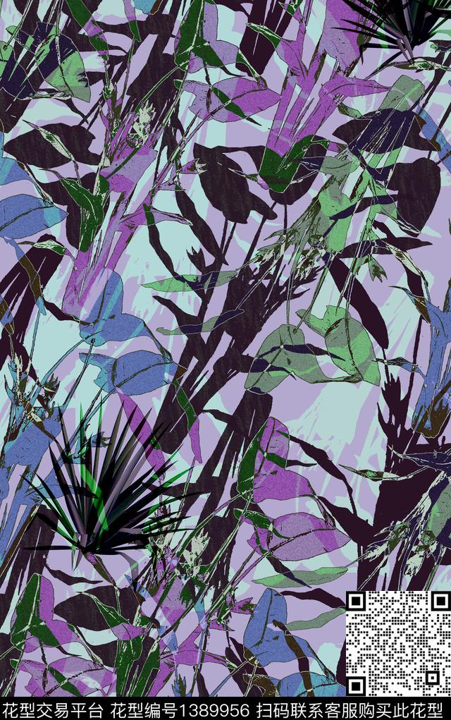 热带华亿平台异域热带棕榈树数码印花华亿平台下载（图片编号: 1389956） - 瓦栏（Walan）