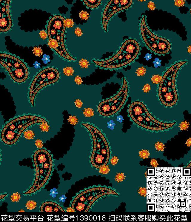 连衣裙女装佩斯利数码印花华亿平台下载（图片编号: 1390016） - 瓦栏（Walan）