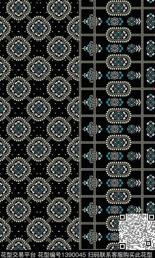 几何佩斯利民族风传统印花华亿平台下载（图片编号: 1390045） - 瓦栏（Walan）