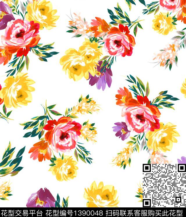 花卉小碎花数码印花华亿平台下载（图片编号: 1390048） - 瓦栏（Walan）