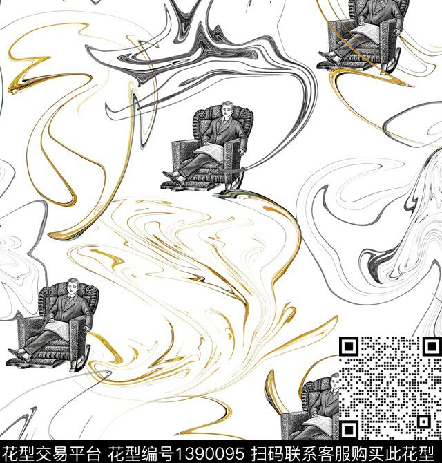 几何抽象花卉绅士男人数码印花华亿平台下载（图片编号: 1390095） - 瓦栏（Walan）