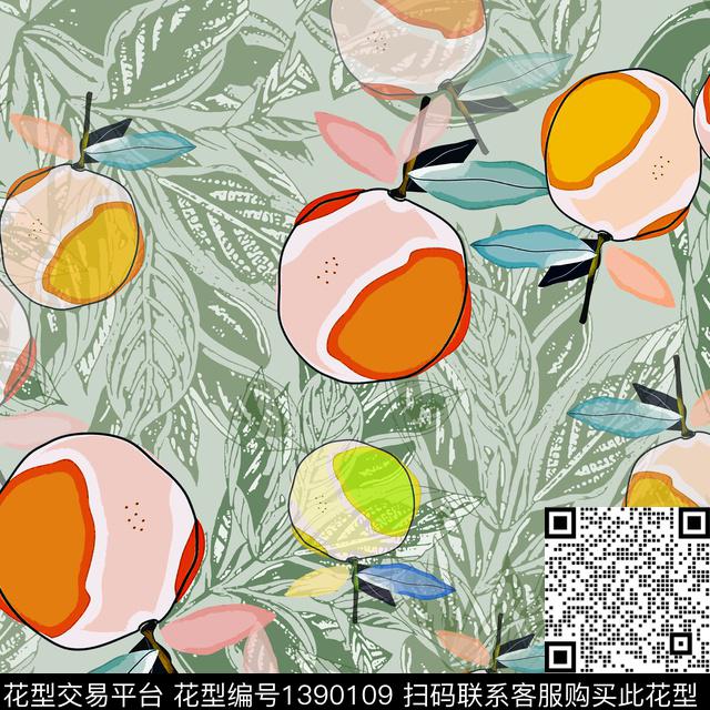 绿植树叶花卉异域热带印花传统印花华亿平台下载（图片编号: 1390109） - 瓦栏（Walan）