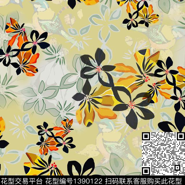 绿植树叶花卉异域热带印花数码印花华亿平台下载（图片编号: 1390122） - 瓦栏（Walan）