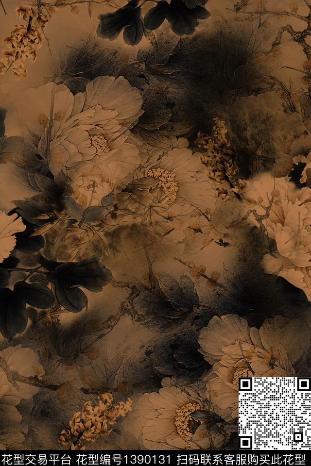 民族风花卉艺术数码印花华亿平台下载（图片编号: 1390131） - 瓦栏（Walan）