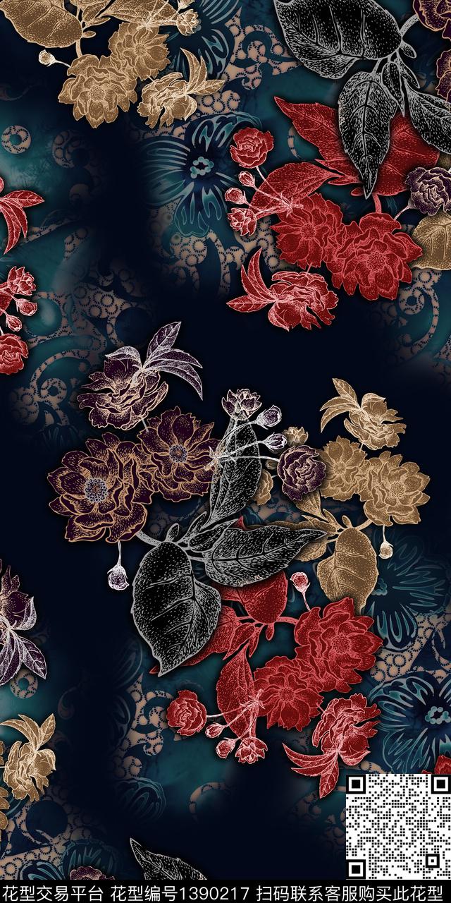 数码华亿平台花卉雕印华亿平台数码印花华亿平台下载（图片编号: 1390217） - 瓦栏（Walan）