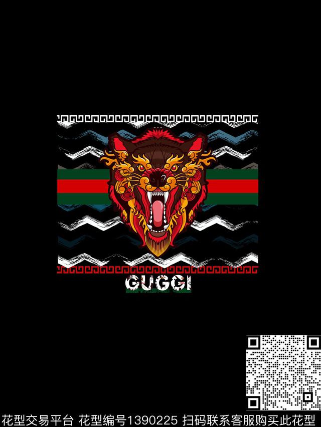 字母胸前独幅动物数码印花华亿平台下载（图片编号: 1390225） - 瓦栏（Walan）