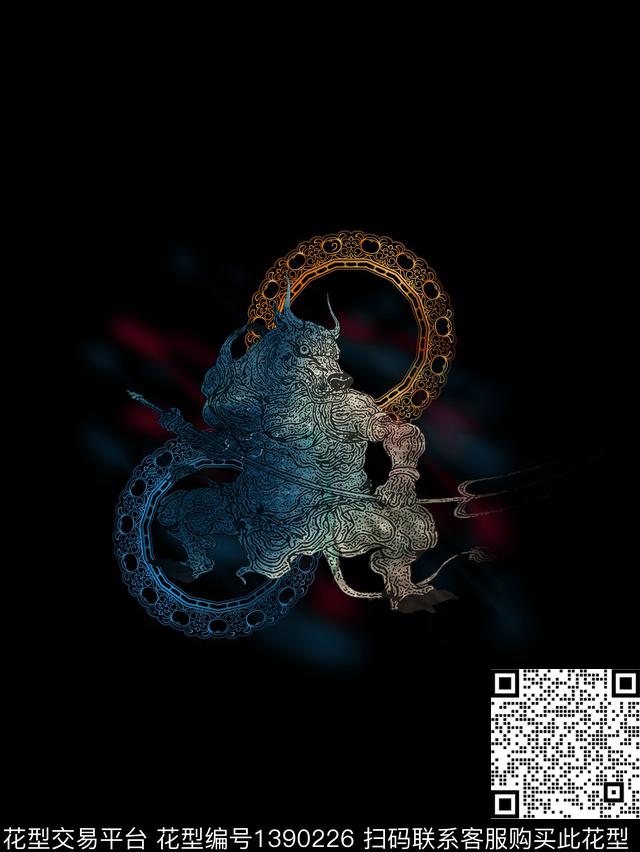 胸前独幅男装牛数码印花华亿平台下载（图片编号: 1390226） - 瓦栏（Walan）