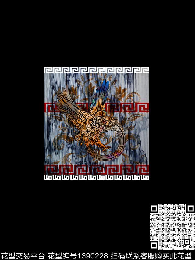 胸前独幅男装大牌风数码印花华亿平台下载（图片编号: 1390228） - 瓦栏（Walan）