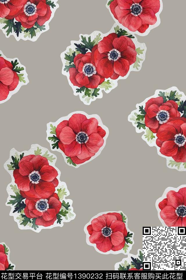 绿植树叶花卉大牌风数码印花华亿平台下载（图片编号: 1390232） - 瓦栏（Walan）