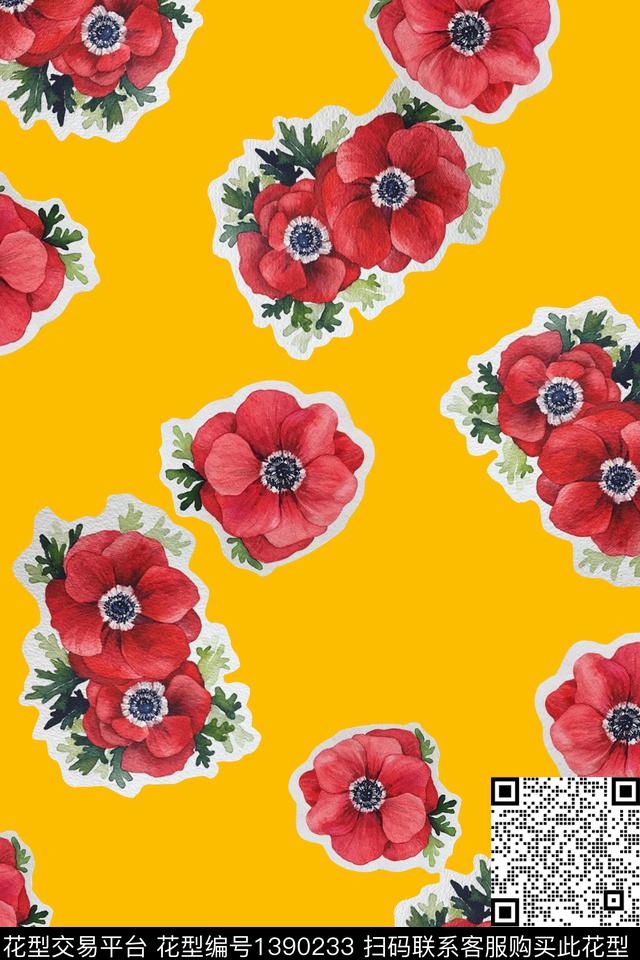 绿植树叶花卉大牌风数码印花华亿平台下载（图片编号: 1390233） - 瓦栏（Walan）