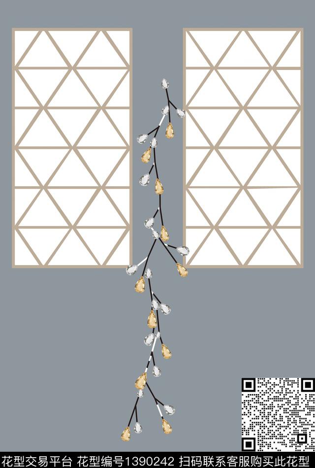 简约数码定位花大牌风数码印花华亿平台下载（图片编号: 1390242） - 瓦栏（Walan）