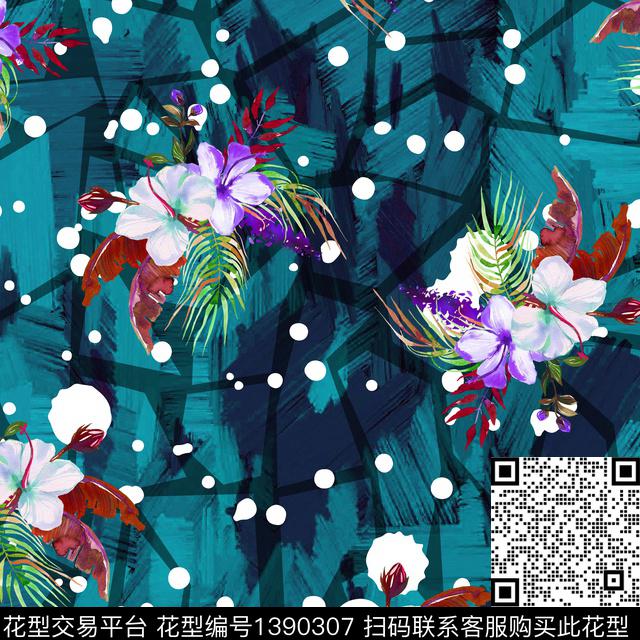 绿植树叶数码华亿平台花卉数码印花华亿平台下载（图片编号: 1390307） - 瓦栏（Walan）