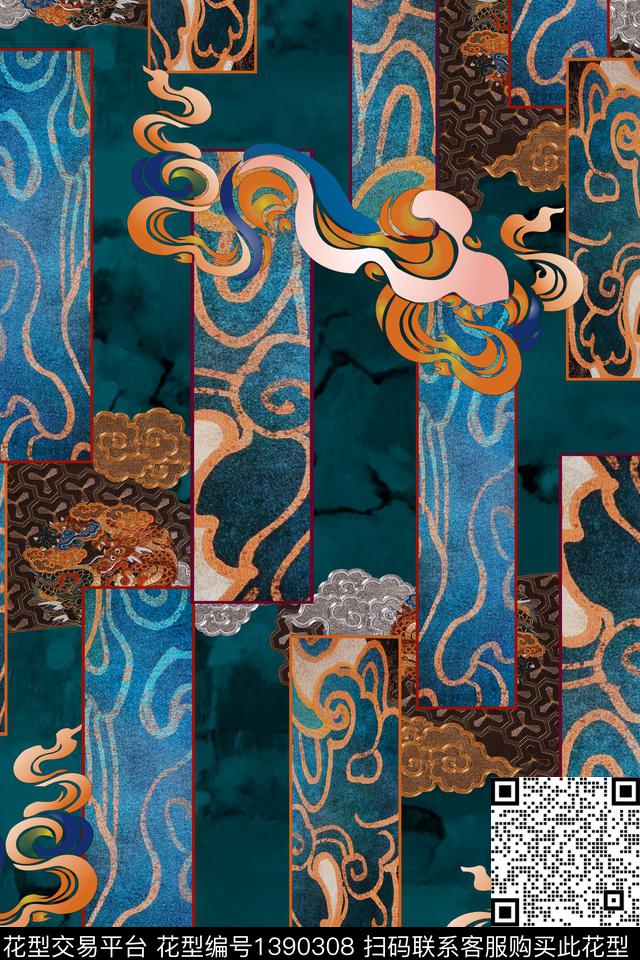 香云纱真丝中国风数码印花华亿平台下载（图片编号: 1390308） - 瓦栏（Walan）
