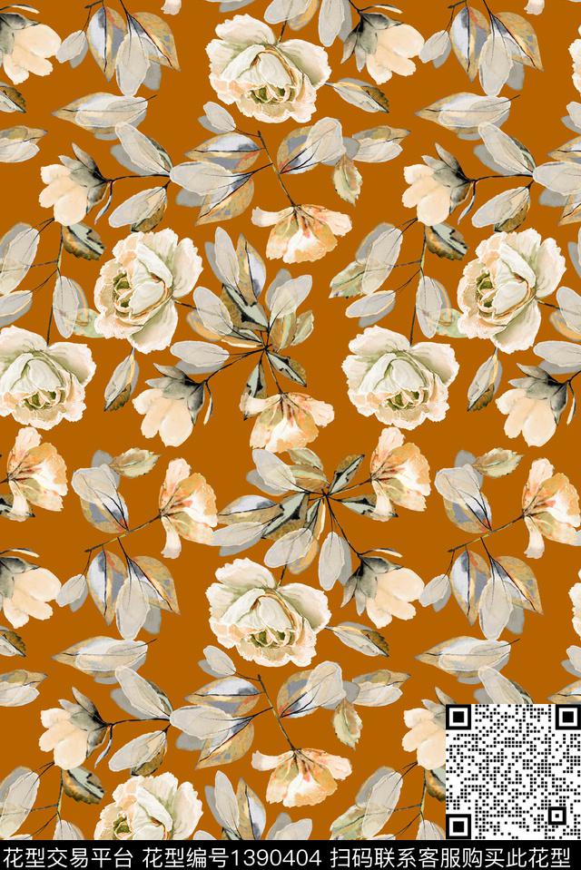 花卉大牌风休闲数码印花华亿平台下载（图片编号: 1390404） - 瓦栏（Walan）